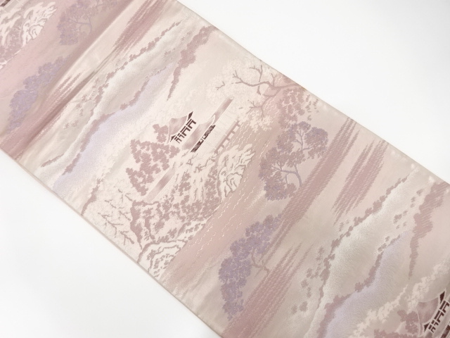 JAPANESE KIMONO / ANTIQUE FUKURO OBI / SILK / WOVEN TEMPLE